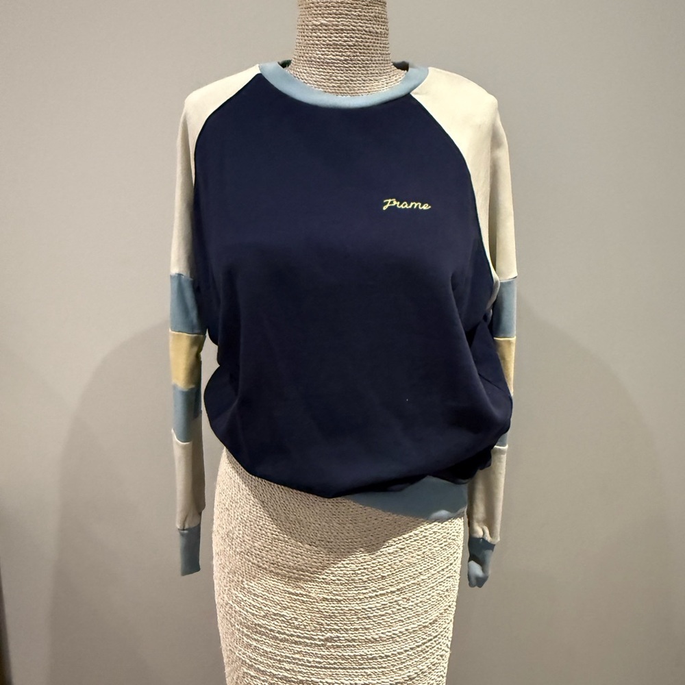 Frame Denim Navy and Cream Sweatshirt